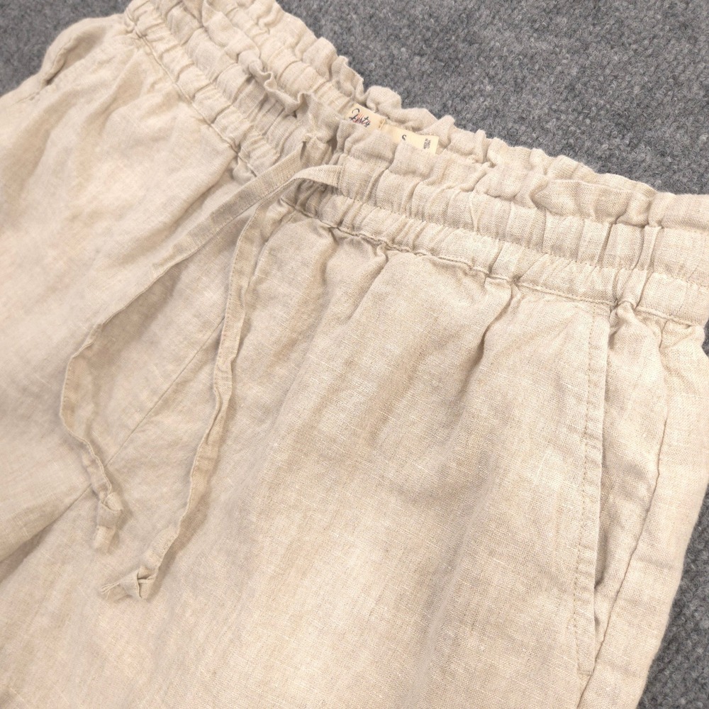 Faherty Laguna Linen Tie Waist Shorts Womens Small Flax Beige High Rise Casual - Picture 3 of 9